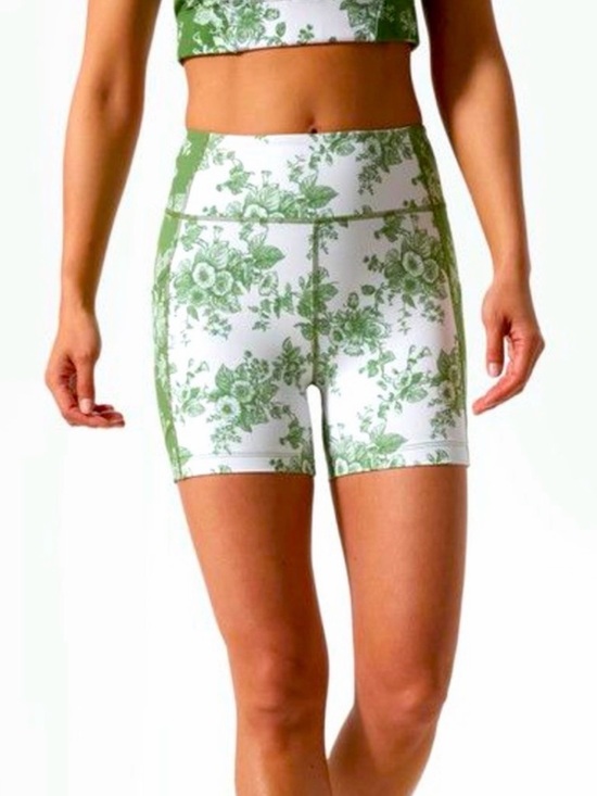 Tuckernuck Pants - Tuckernuck Green Floral Compression Biker Shorts